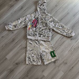 DESIGUAL SET silver Sequin Hoodie and Shorts Costume Set